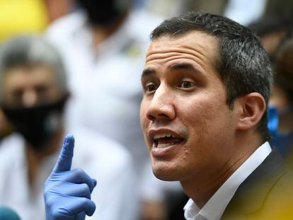 Juan Guaidó, durante un acto en la sede del partido Acción Democrática.