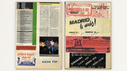 Recortes de prensa sobre Nacha Pop y entradas a conciertos. 