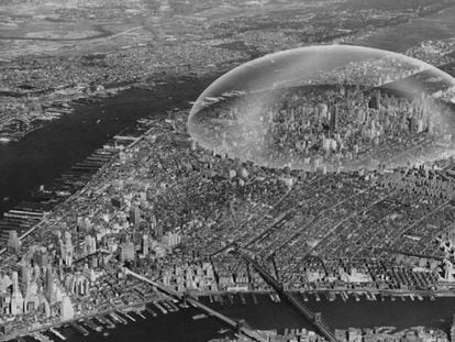 *Foto: Proyecto Cúpula sobre Manhattan, 1960. Cortesía de The Estate of R. Buckminster Fuller.