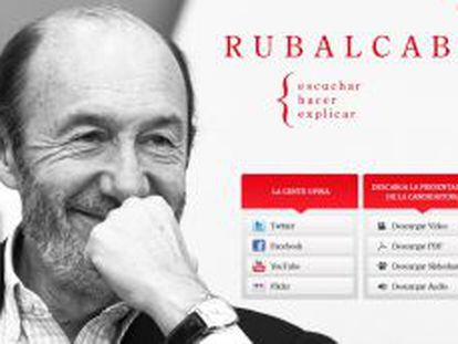 La foto y el lema con los que Rubalcaba se presentará como candidato.