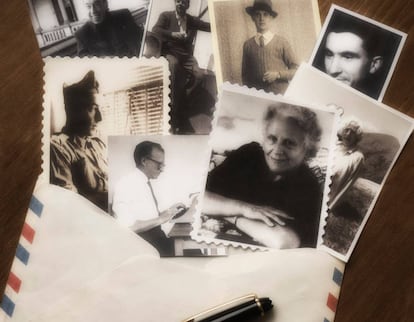 Els protagonistes dels darrers epistolaris apareguts. D’esquerra a dreta: Calders, Tísner, Martí i Pol, Oliver, Foix, Gili, Murià i Rodoreda.