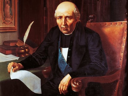 Retrato póstumo de Miguel Hidalgo realizado por Joaquín Ramírez en 1865.