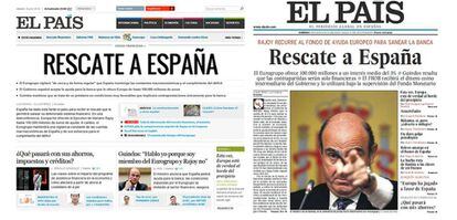 La portada digital y en la edición impresa del papel sobre el rescate
