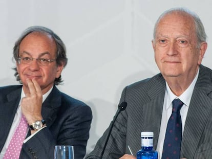 Pere Viñolas, consejero delegado de Colonial (izquierda), y Juan José Brugera, presidente de la inmobiliaria.