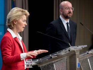 La presidenta de la Comisión Europea, Ursula von der Leyen, durante una rueda de prensa la semana pasada.