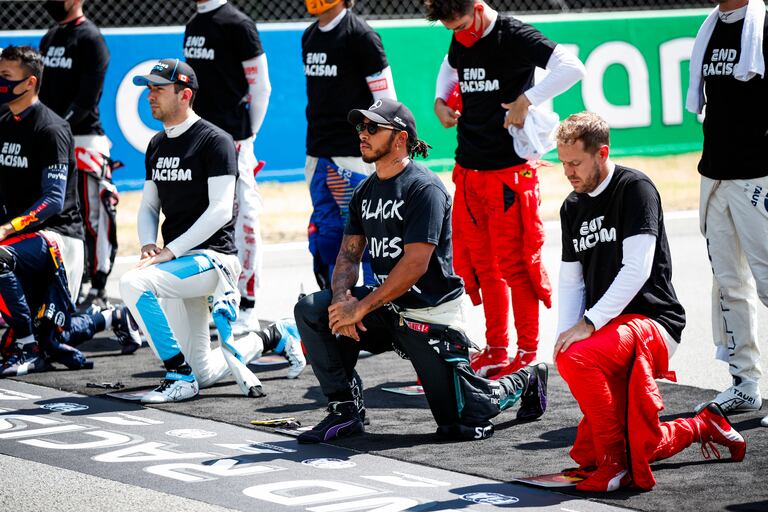 Los pilotos de Fórmula 1, en el Gran Premio de España.