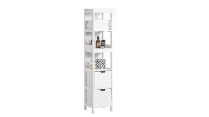 Mueble Columna de baño Armario para baño-1 estantes y 2 Cajones