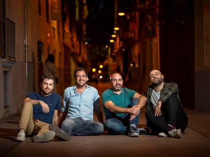 Miembros del podcast La Sotana. De izquierda a derecha, Andreu Juanola, Joel Díaz, Magí García y Manel Vidal.