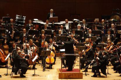 La Orquesta Sinfónica de Euskadi, en un concierto en el Euskalduna.