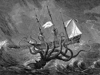 El Kraken, en una ilustración de 'Monsters of the Sea: Legendary and Authentic' (1887).