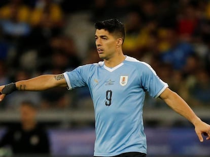 Luis Suárez, en el partido de Uruguay ante Ecuador en Belo Horizonte. 