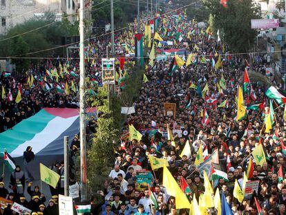 Manifestaci&oacute;n en defensa de Jerusal&eacute;n como capital palestina este lunes en Beirut. 