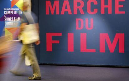 Entrada al March&eacute; du Film (Mercado del Cine) que se celebra durante el Festival de Cannes.