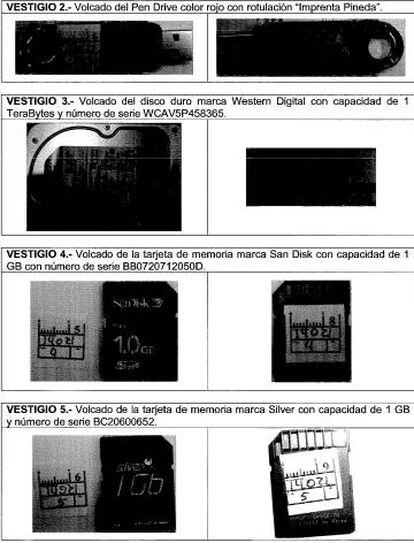 Memorias informáticas utilizadas supuestamente por Macías para copiar los archivos del sistema informático de UGT