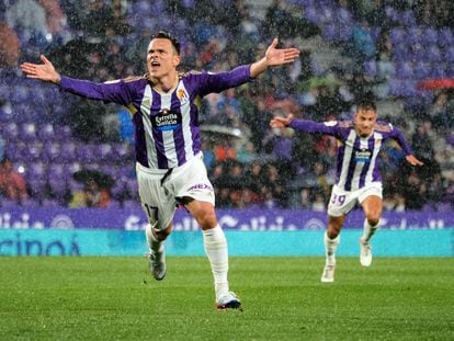 Roque Mesa celebra su gol ante el Celta este miércoles.