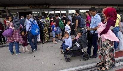 Parte de los 184 refugiados llegados este jueves a España desde Grecia.