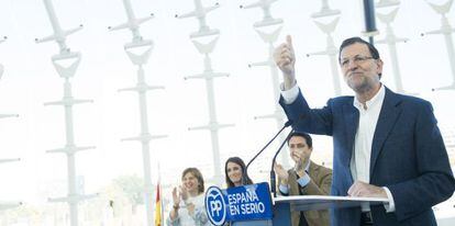 Mariano Rajoy, aquest dissabte, durant l'acte celebrat a València.