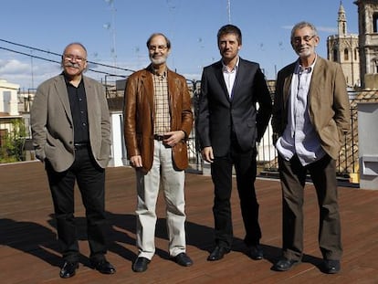 Josel Lluis Carod Rovira, Josep Anton Soldevila, Toni Cruanyes y Tom&aacute;s Llopis, en Valencia.