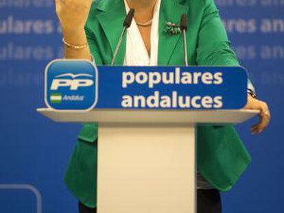 Ana Corredera, en la sede del PP andaluz.