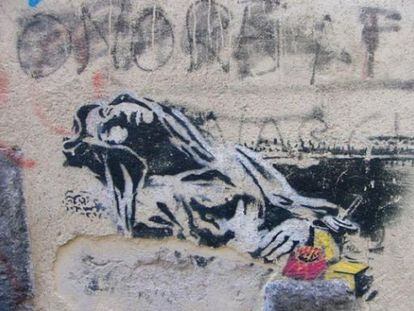 El grafitero Banksy reprodujo en una pared de N&aacute;poles, un detalle de la estatua de Bernini de &#039;El &eacute;xtasis de santa Teresa&#039;.    