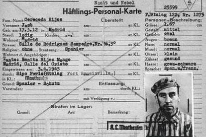 Ficha de José Cereceda, detenido en Francia y enviado a Mauthausen en 1943.