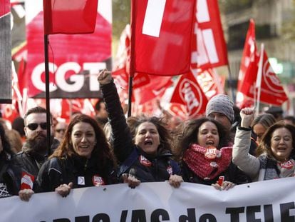 Manifestaci&oacute;n de teleoperadores en Madrid.