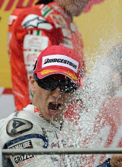 Jorge Lorenzo celebra su segunda posición en Mugello.