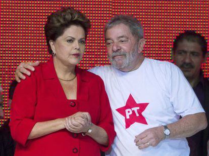 Rousseff con Lula, durante la convención del PT.