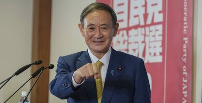 El nuevo líder del PLD, Suga Yoshihide Suga, este lunes en Tokio (Japón).
