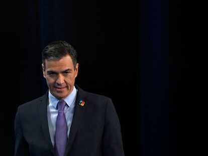 Pedro Sánchez, antes de una rueda de prensa durante la cumbre de la OTAN en Madrid.