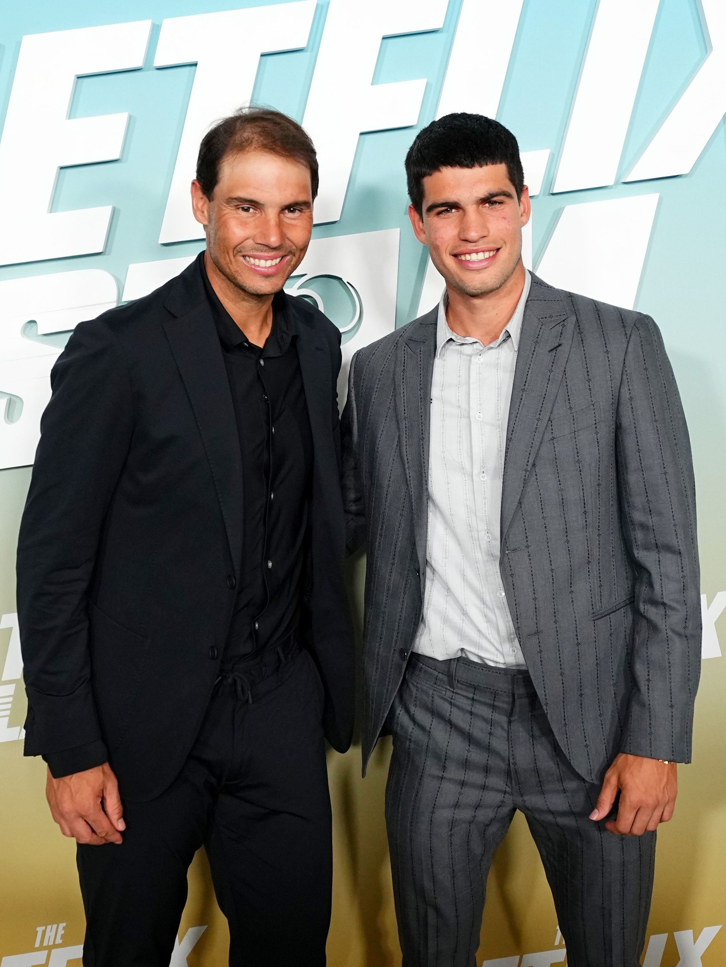 Rafa Nadal y Carlos Alcaraz en un evento el pasado sábado previo al Netflix Slam en el hotel Mandalay Bay Resort de Las Vegas.