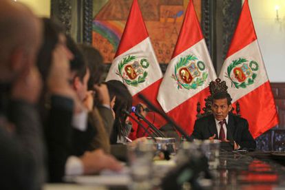 El presidente de Perú, Ollanta Humala, en una conferencia de prensa con corresponsales extranjeros en Lima.