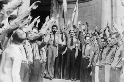 El grupo Acción Integralista Brasileña en Río de Janeiro en 1935.