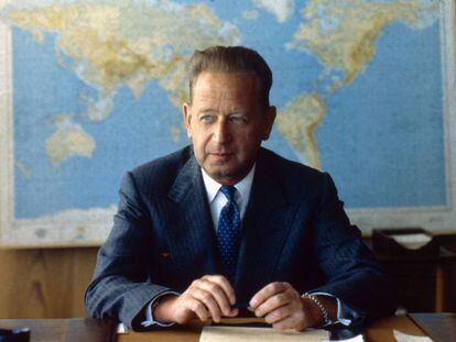 El secretario general de la ONU en 1957, el sueco Dag Hammarskjold.