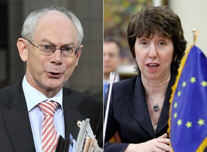 El primer ministro belga, Herman Van Rompuy, elegido por los 27 como presidente de la UE y la británica Catherine Ashton, nueva Alta Representante de Política Exterior