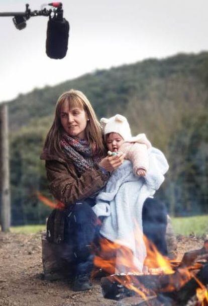 Carme y su hija María, durante el rodaje.