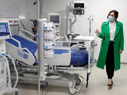La presidenta regional, Isabel Díaz Ayuso, durante el acto de inauguración del hospital.