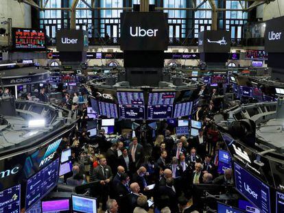 La Bolsa de Nueva York en el estreno de Uber