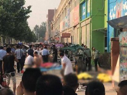 Escenario de la explosi&oacute;n, en una guarder&iacute;a en la ciudad de Xuzhou.