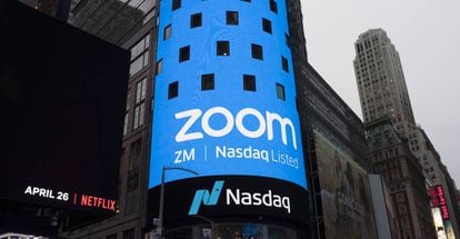 Logo de Zoom en Nueva York.