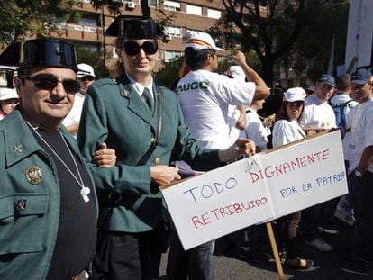 Manifestación de guardias civiles en Madrid.