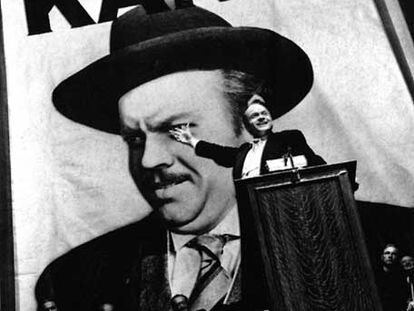 Orson Welles en un fotograma de la película que dirigió y protagonizó, <i>Ciudadano Kane.</i>