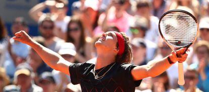 Zverev celebra una victoria en un torneo reciente.