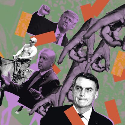 El montaje muestra a Vladimir Putin, Tayyip Erdoğan, Donald Trump y Jair Bolsonaro