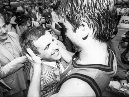 Obradovic y Villacampa celebran el t&iacute;tulo en 1994.