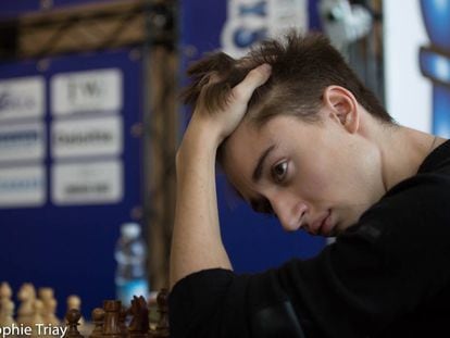 Danil Dúbov, durante el torneo de Gibraltar de 2018