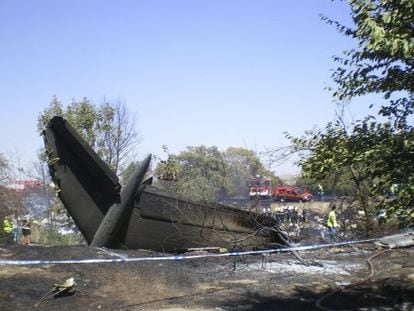 Restos del avión de Spanair siniestrado el 20 de agosto de 2008.