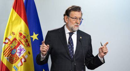 Mariano Rajoy, durante una rueda de prensa en Bruselas.
