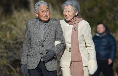 Los emperadores Akihito y Michiko, en la ciudad de Hayama, en la prefectura de Kanagawa, Japón, en enero de 2019.