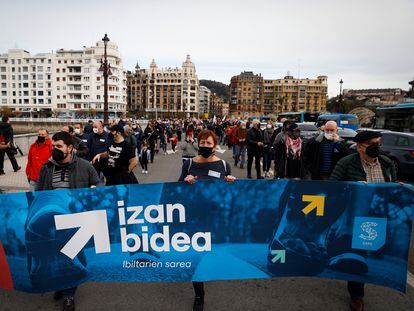 Una marcha convocada en favor de los presos de ETA, el pasado 26 de diciembre en San Sebastián.